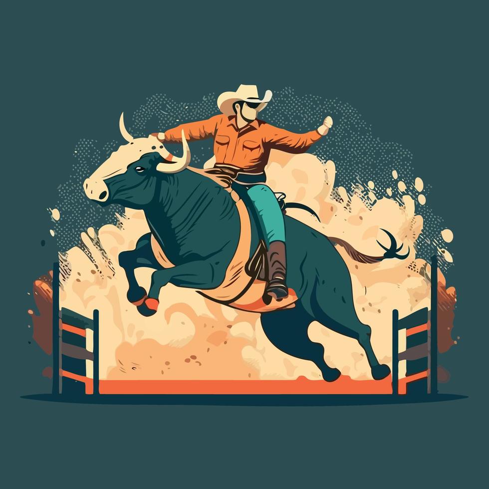 vaquero montando toros vector