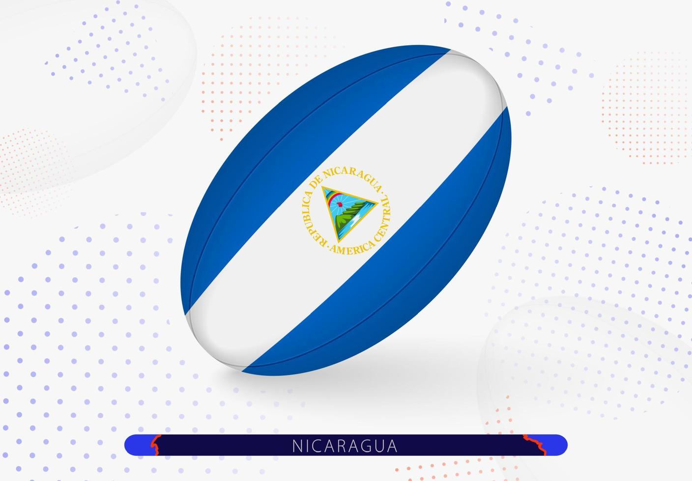 Rugby ball with the flag of Nicaragua on it. Equipment for rugby team of Nicaragua. vector