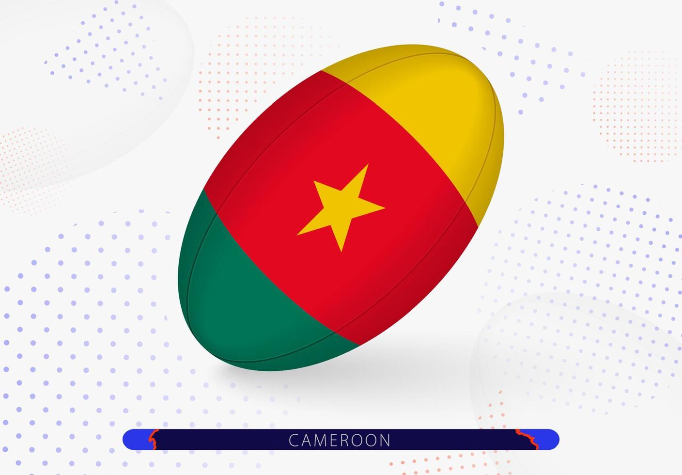 Rugby ball with the flag of Cameroon on it. Equipment for rugby team of Cameroon. vector