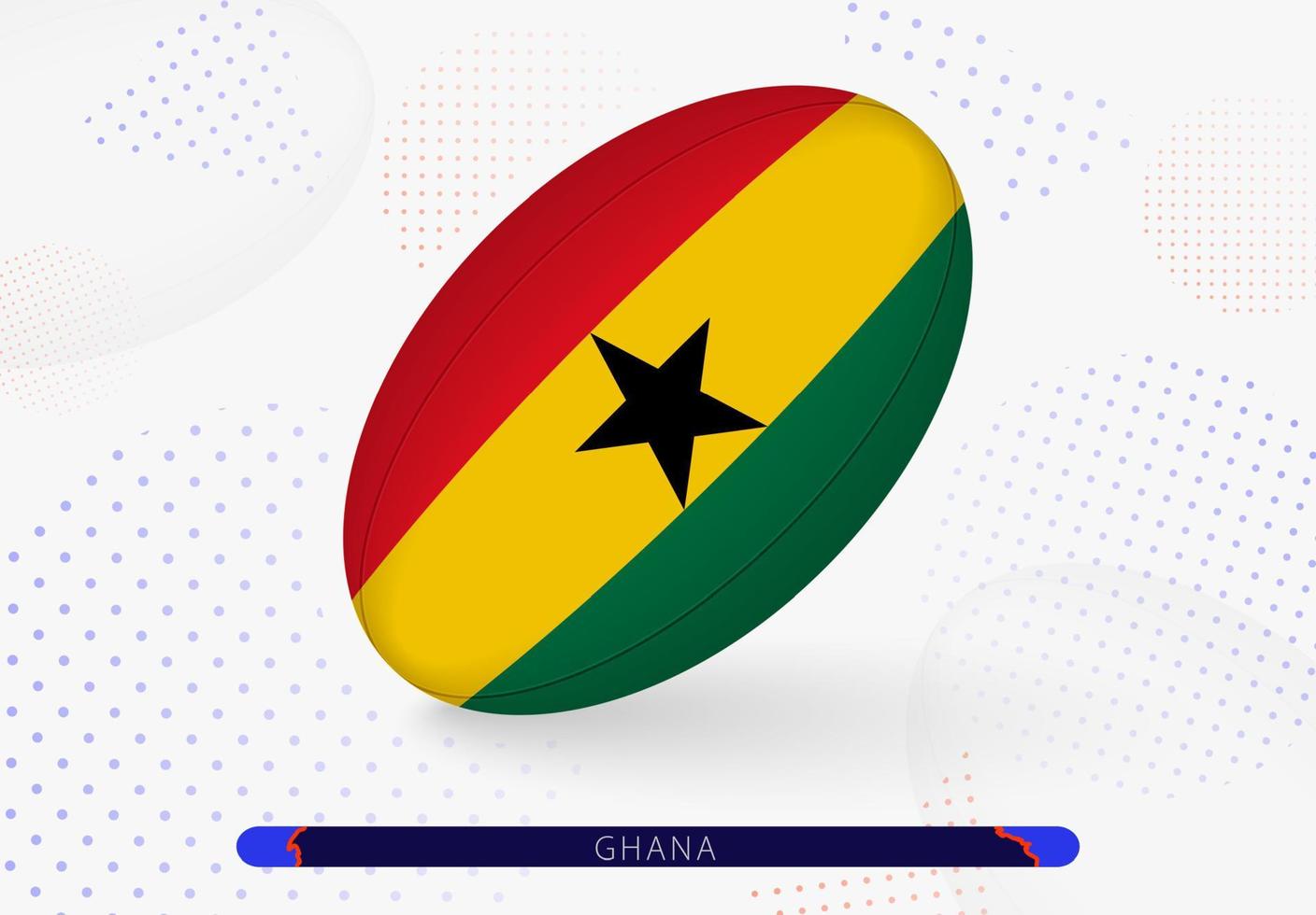 Rugby ball with the flag of Ghana on it. Equipment for rugby team of Ghana. vector