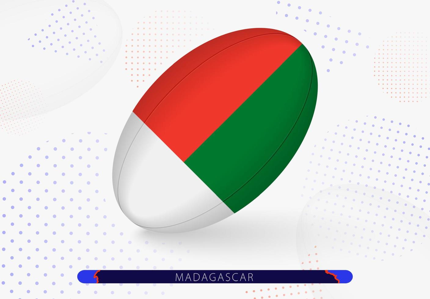 Rugby ball with the flag of Madagascar on it. Equipment for rugby team of Madagascar. vector