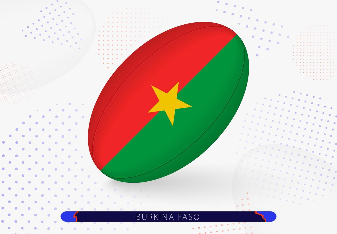 Rugby ball with the flag of Burkina Faso on it. Equipment for rugby team of Burkina Faso. vector