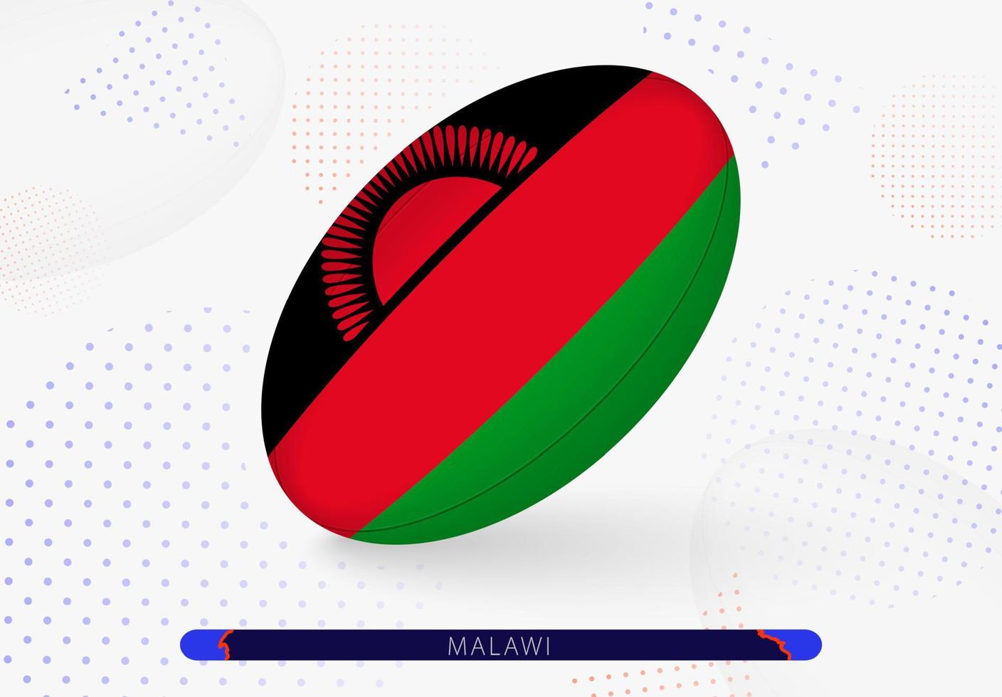 Rugby ball with the flag of Malawi on it. Equipment for rugby team of Malawi. vector