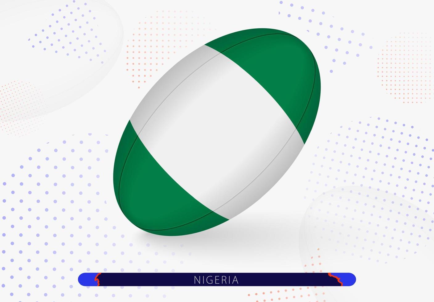 Rugby ball with the flag of Nigeria on it. Equipment for rugby team of Nigeria. vector