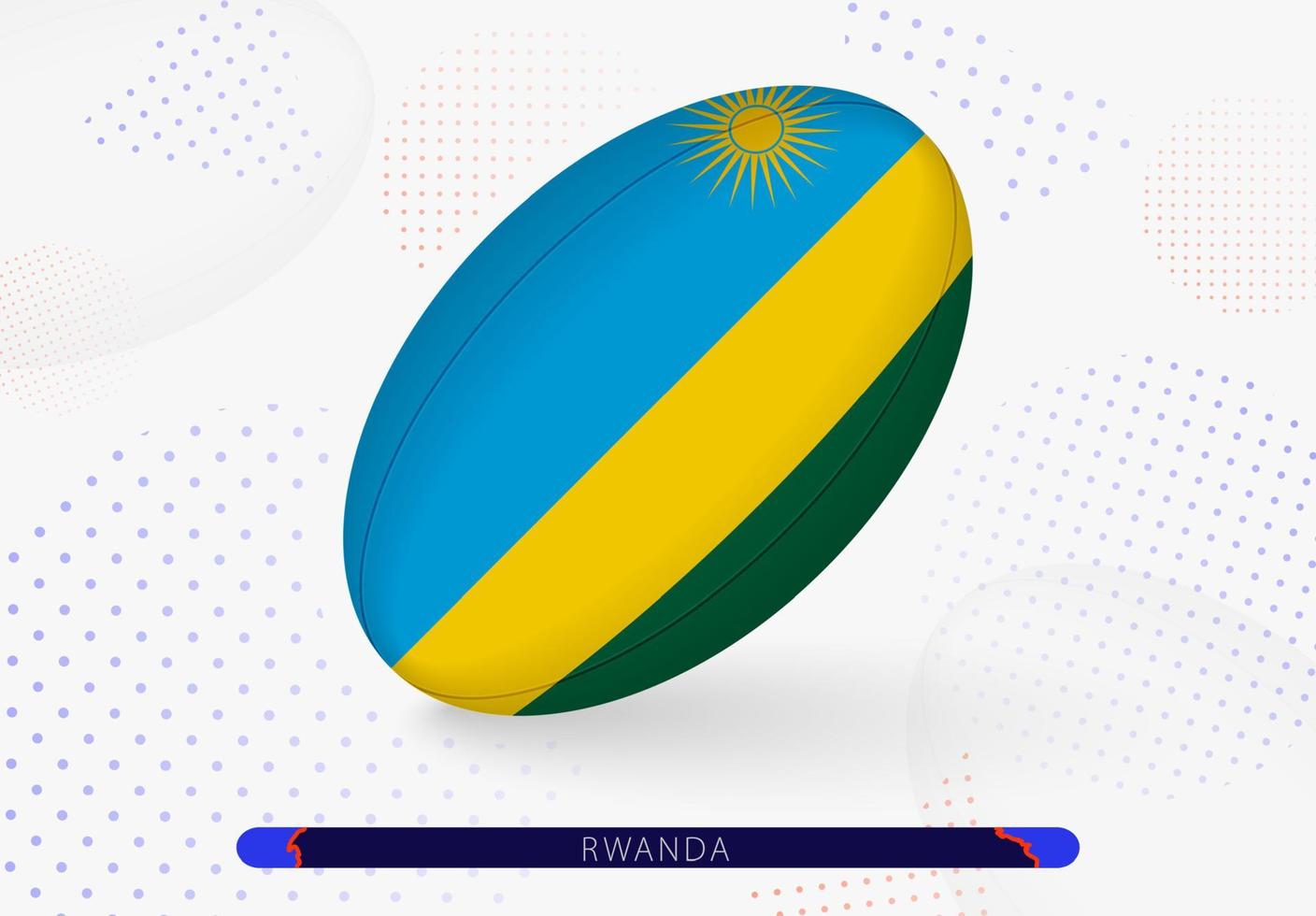 Rugby ball with the flag of Rwanda on it. Equipment for rugby team of Rwanda. vector