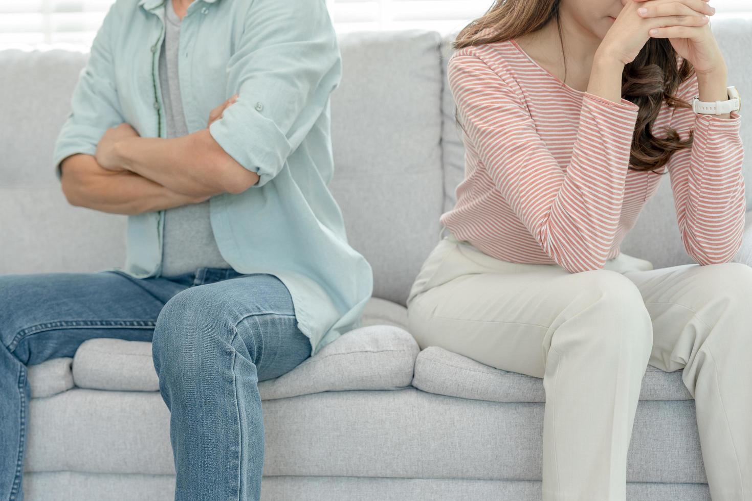 Divorce and quarrels. couples are desperate and disappointed after marriage. Husband and wife are sad, upset and frustrated after quarrels. distrust, love problems, betrayals. family problem. photo