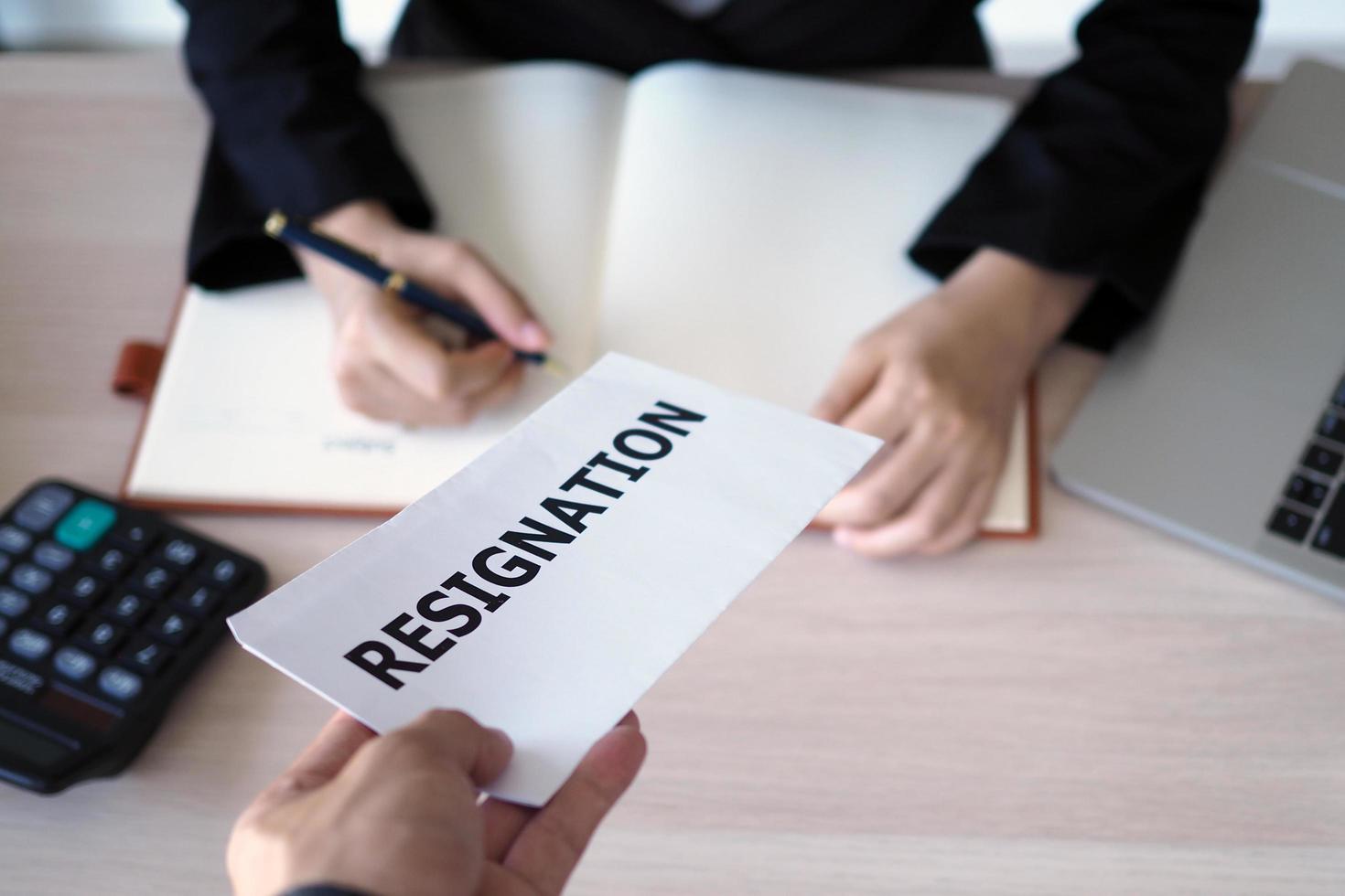 The businessman sent a resignation letter to the management. Including about resignation from job positions and vacancies photo