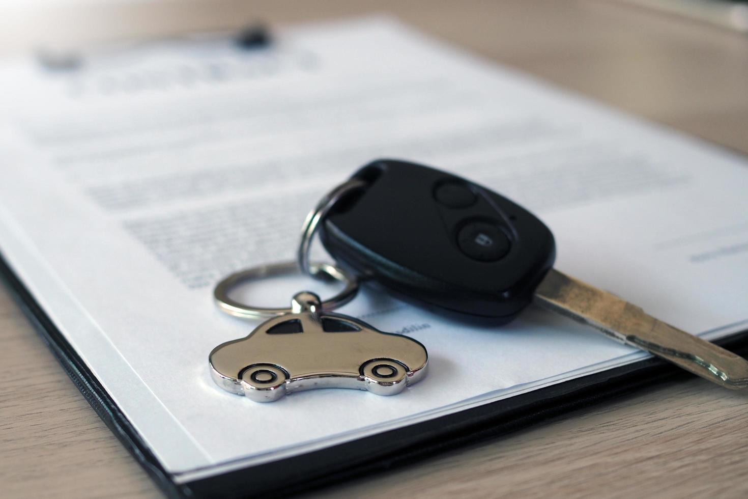 Contract documents for bringing a car to make a mortgage contract to guarantee a loan. photo