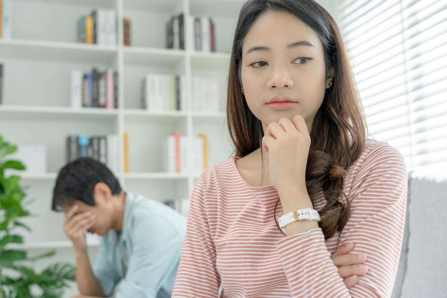 Divorce and quarrels. couples are desperate and disappointed after marriage. Husband and wife are sad, upset and frustrated after quarrels. distrust, love problems, betrayals. family problem. photo