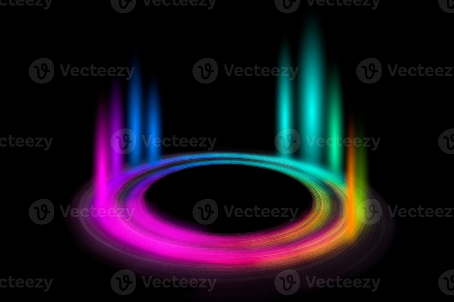 colorful circle frame circle light frame on black background photo