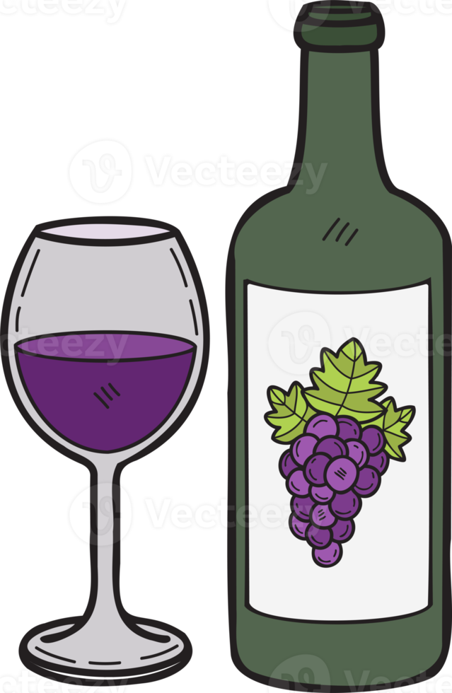 Hand Drawn grape wine illustration in doodle style png