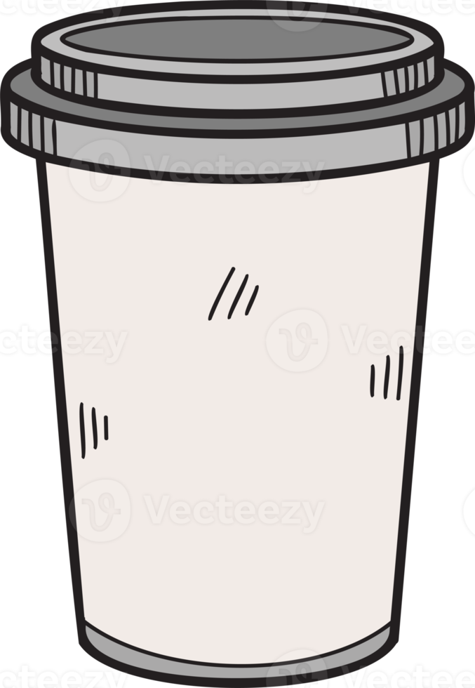 Hand Drawn paper cup illustration in doodle style png