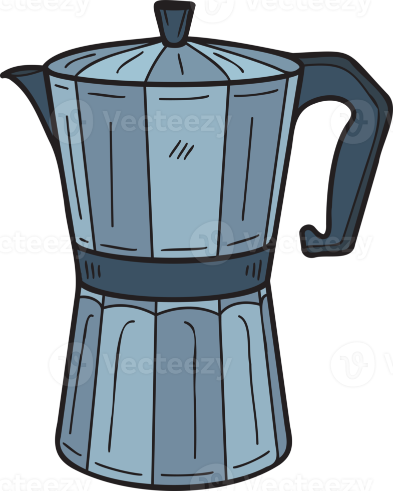 Hand Drawn Coffeemaker Moka pot illustration in doodle style png