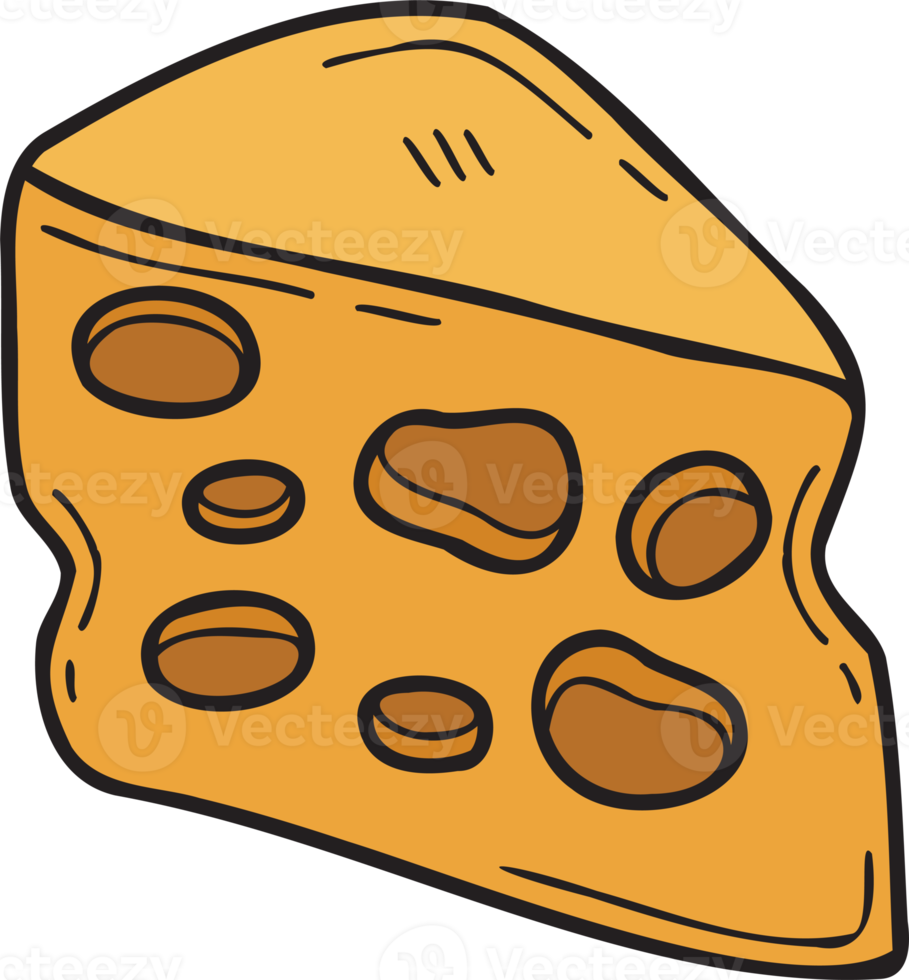 Hand Drawn sliced cheese illustration in doodle style 18974384 PNG