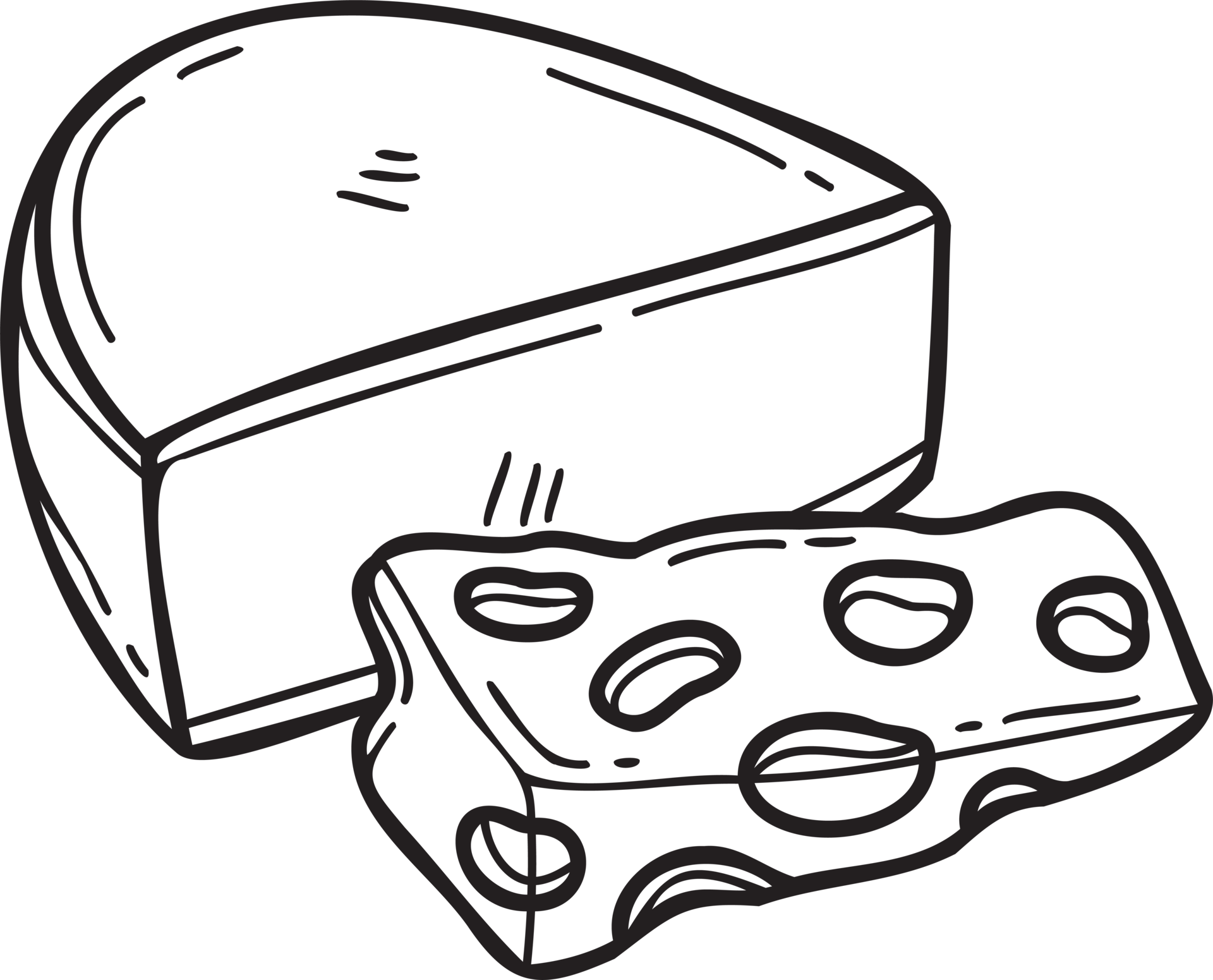 Hand Drawn sliced cheese illustration in doodle style 18974428 PNG