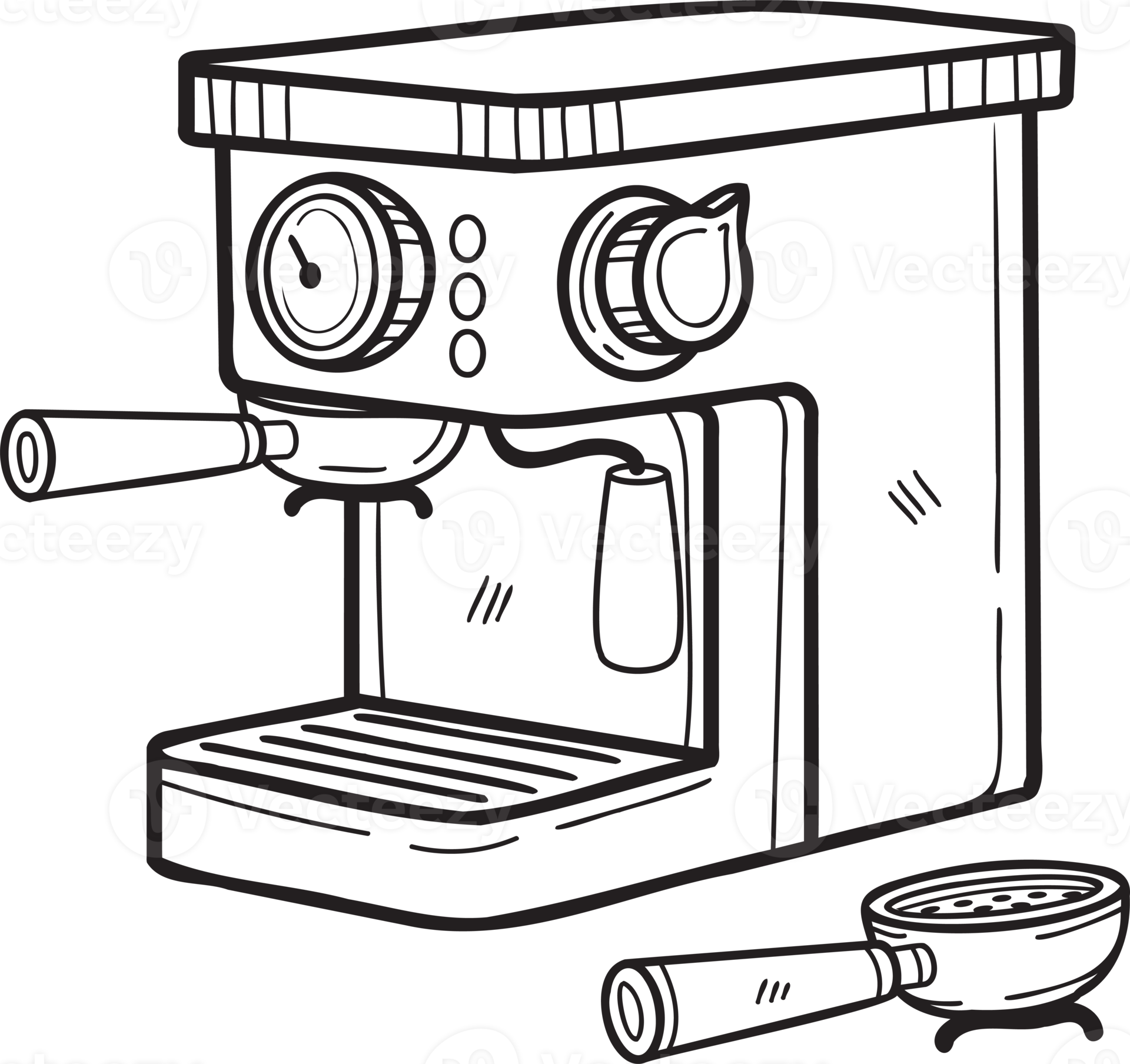 Hand Drawn Coffee machines for baristas illustration in doodle style