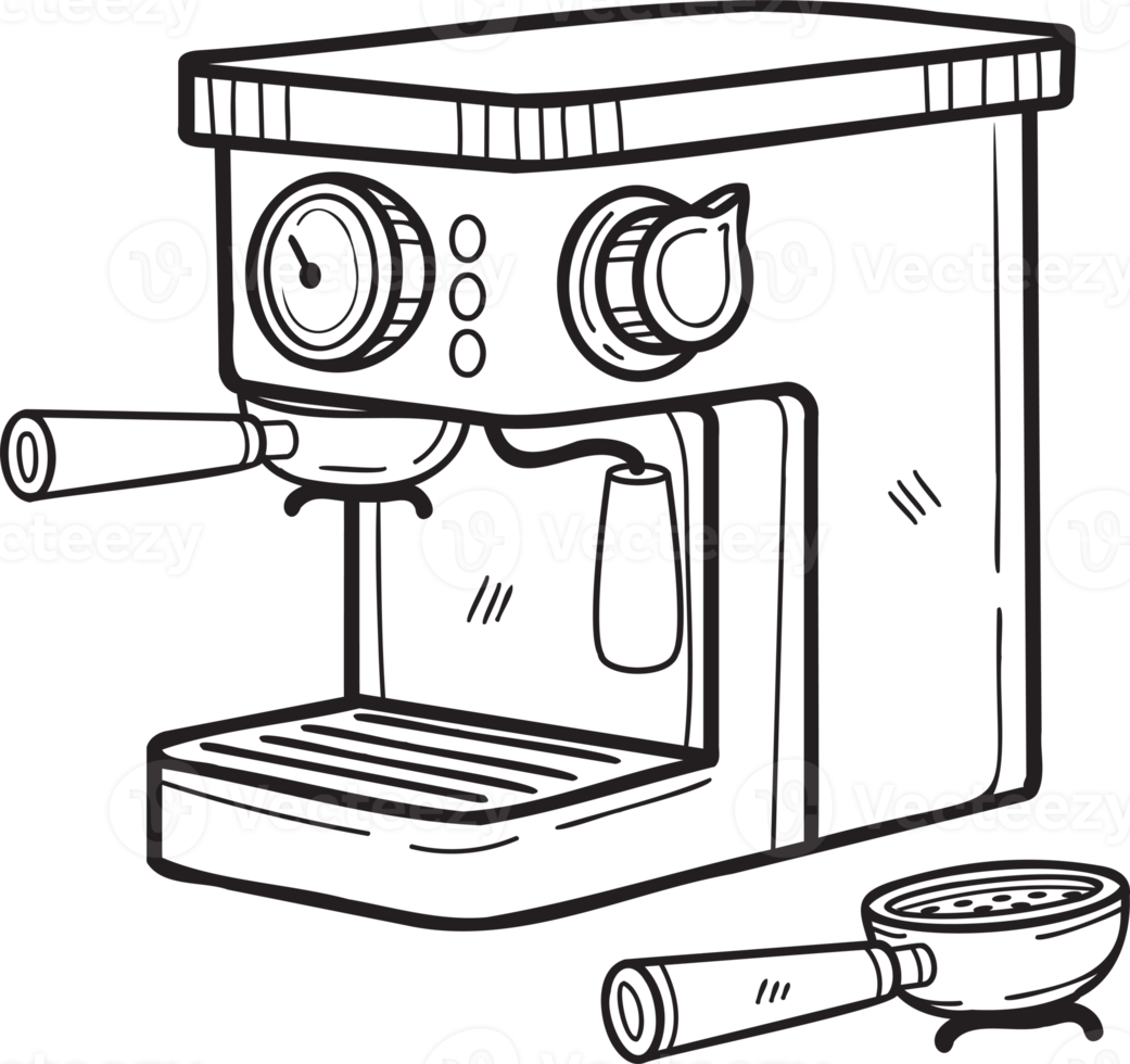 Hand Drawn Coffee machines for baristas illustration in doodle style