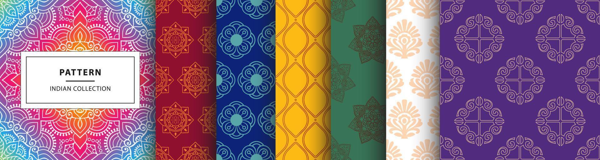 patrones. conjunto decorativo de gráficos hindúes para textiles, prendas de vestir, fondos. inspirado en la cultura y el arte de la india. vector