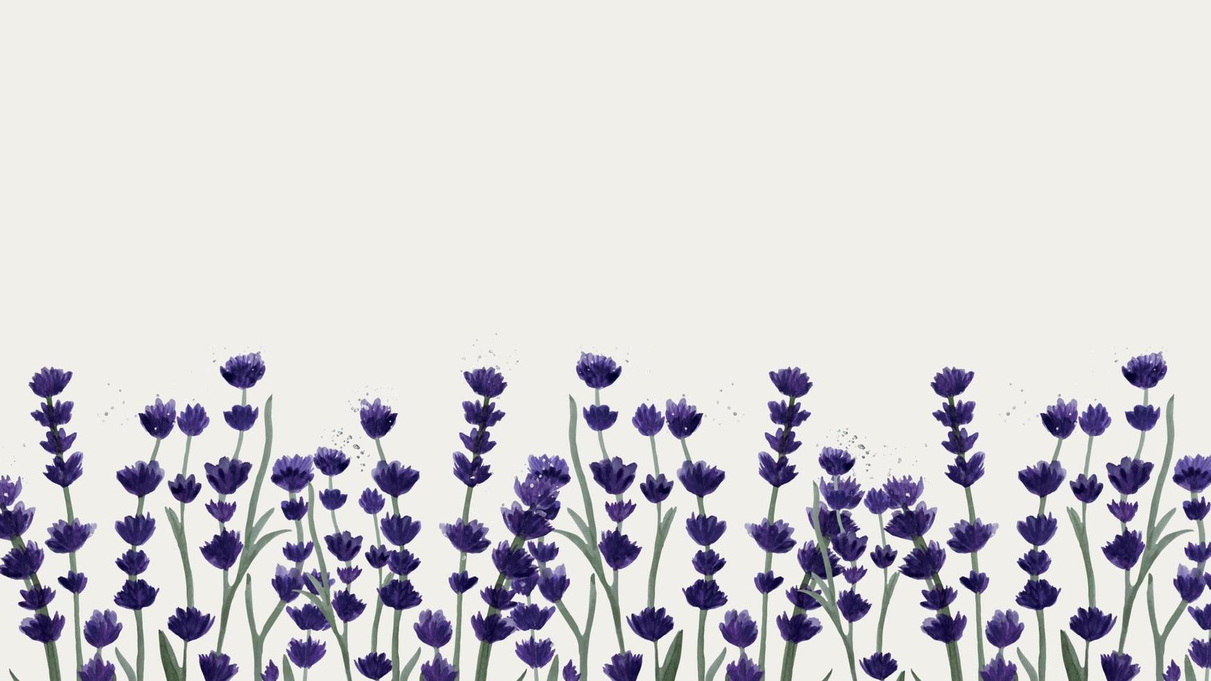 Horizontal abstract background with hand-drawn lavender field in watercolor style. Vector