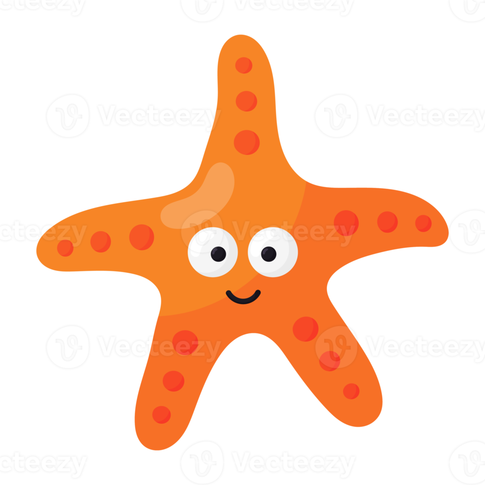 Cute cartoon starfish icon. png