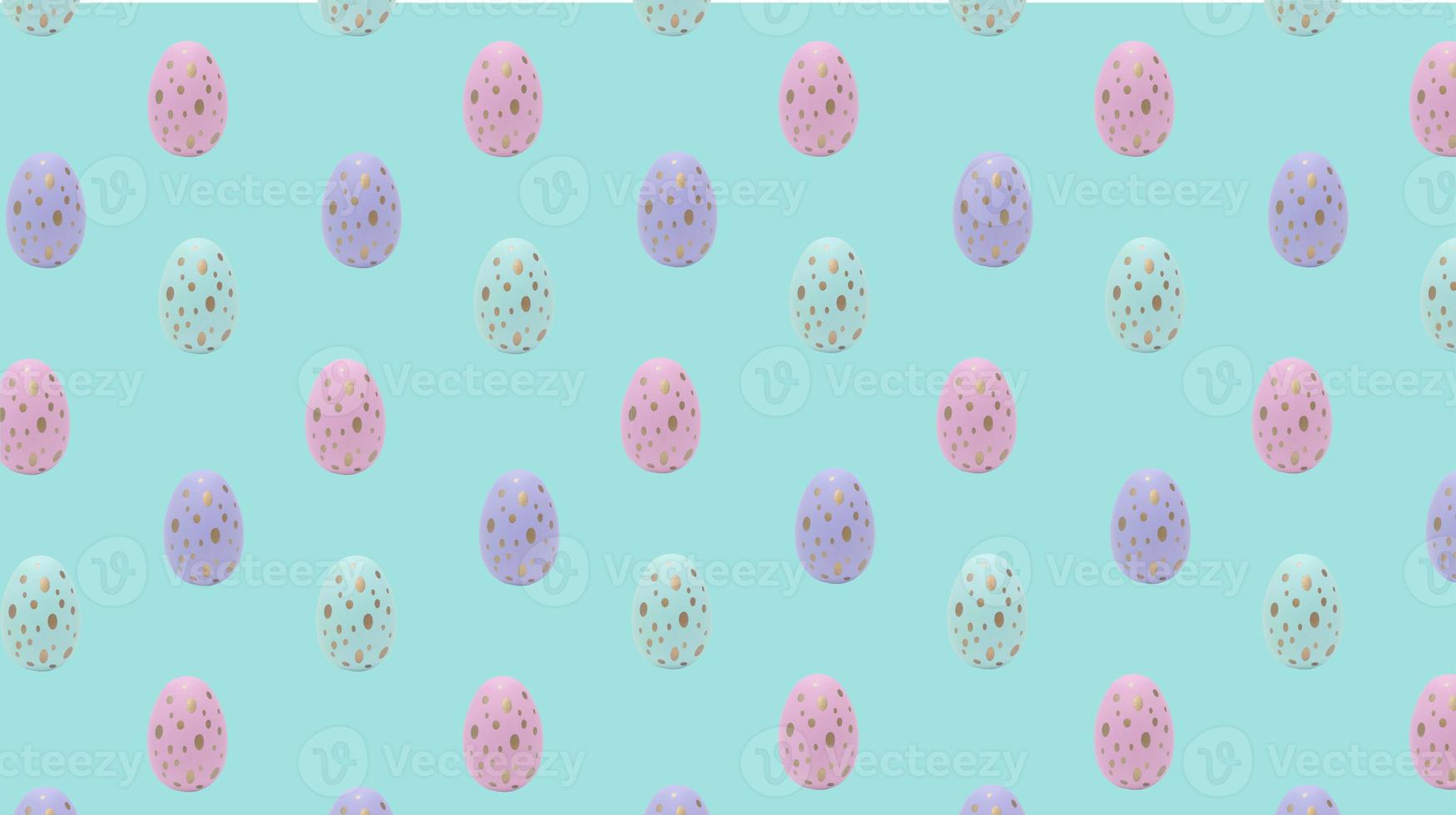 Happy Easter. Beautiful colorful eggs with different pattern on blue background. photo