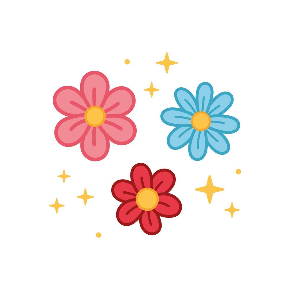 Flowers in doodle style. Cartoon vector illustration. Hand drawn illustration.