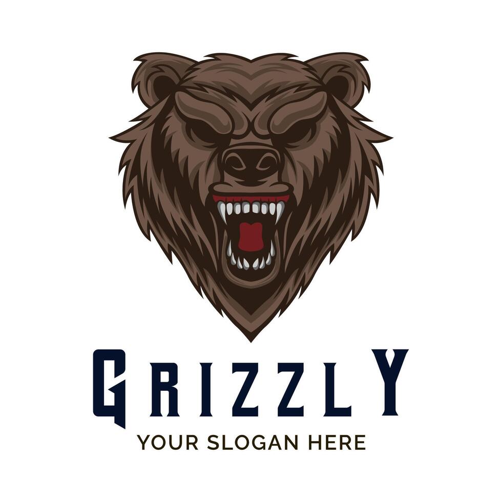 logotipo del oso. plantilla de vector de diseño de logotipo de oso grizzly