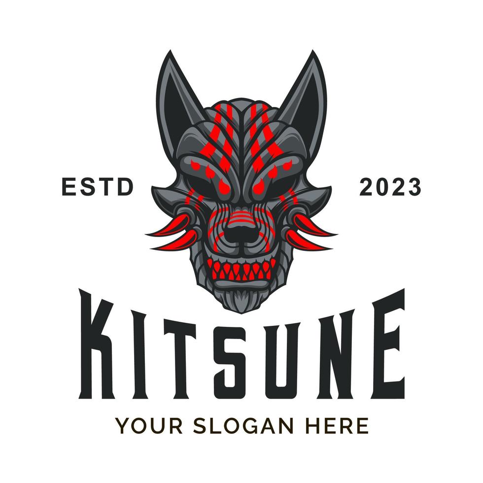 Kitsune Mask Logo. Geisha Mascot Logo Vector Mascot template