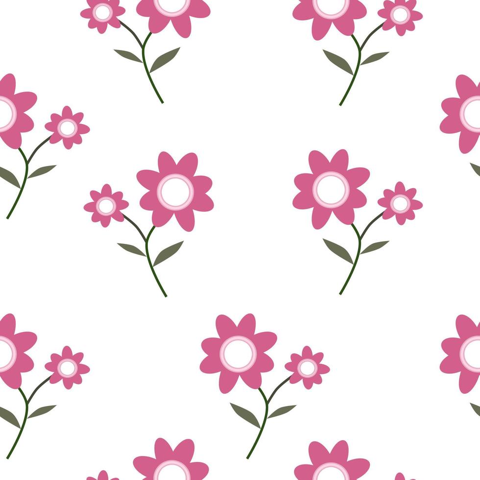 patrón de papel cerámico de tela sin costuras de flores rosas vector
