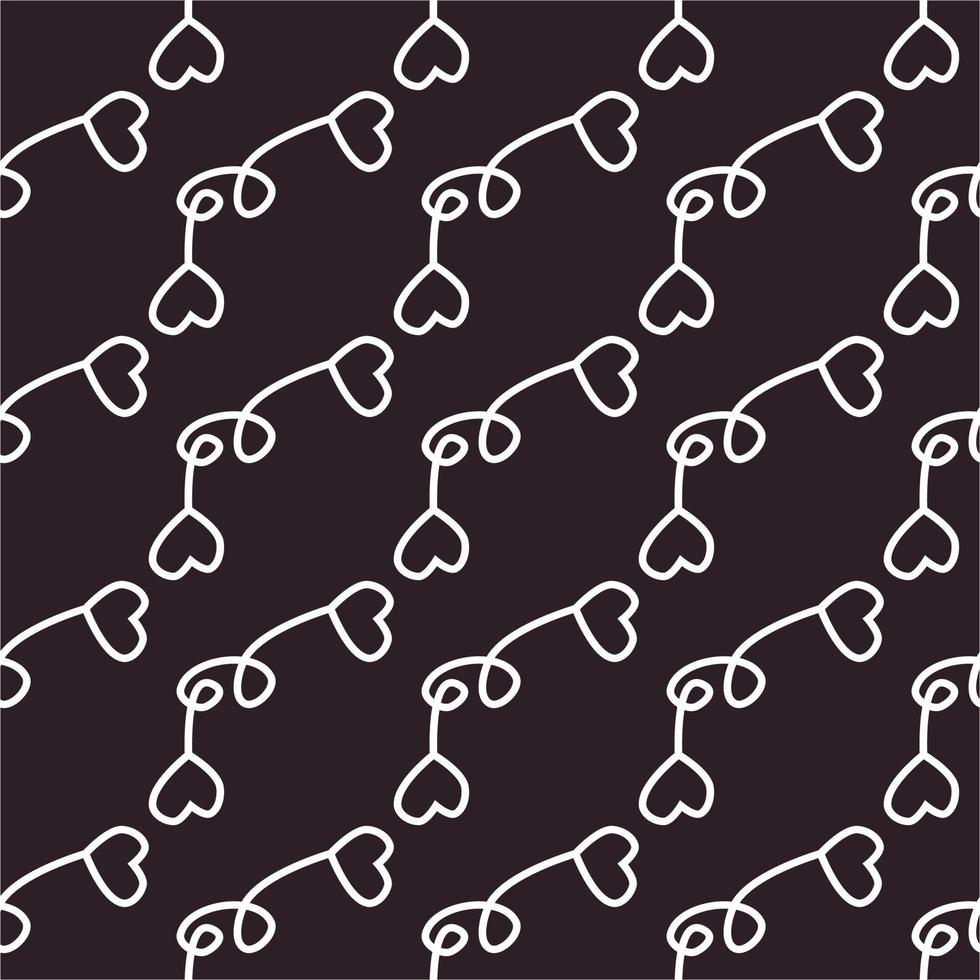 white 2 hearts shape rope seamless fabric pattern black background vector