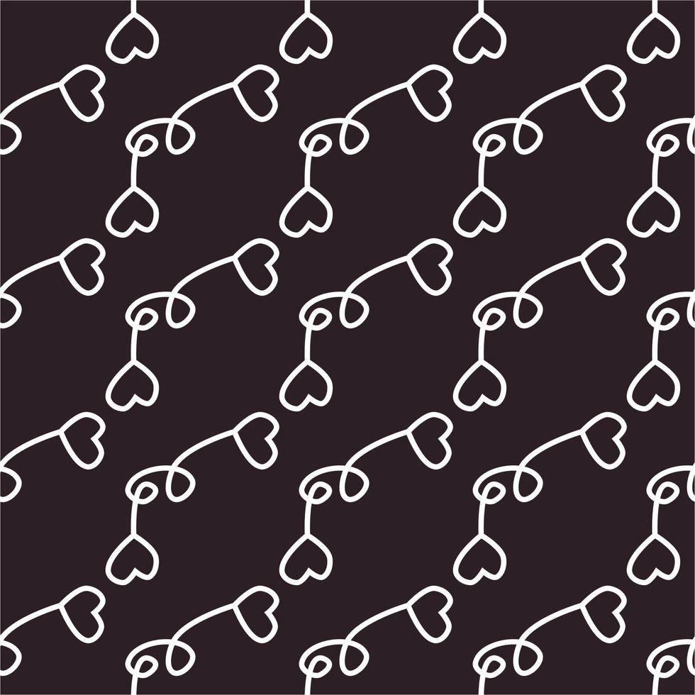 white 2 hearts shape rope seamless fabric pattern black background vector