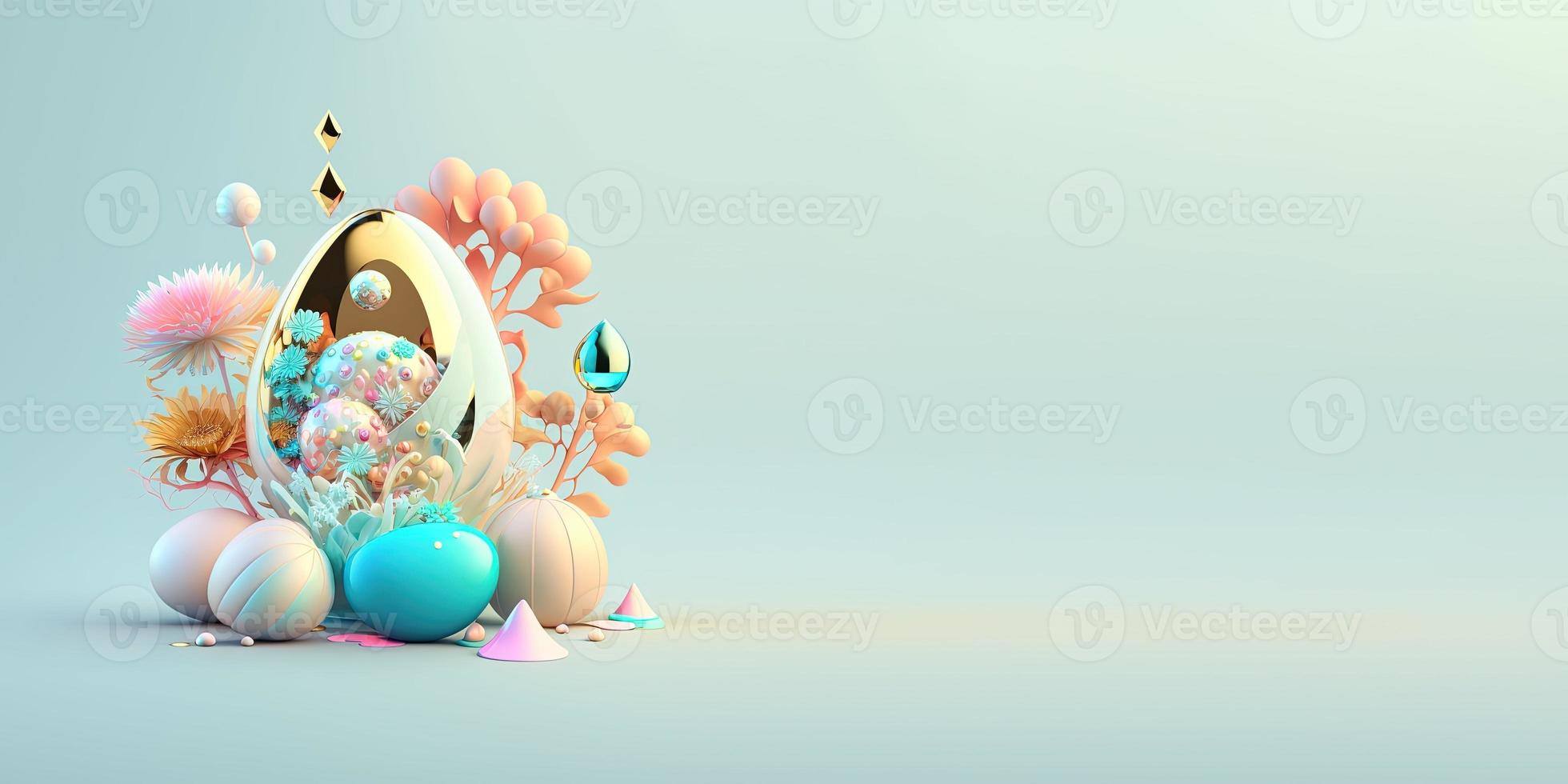 3D Easter Eggs and Flowers with a Fairy Tale Theme photo