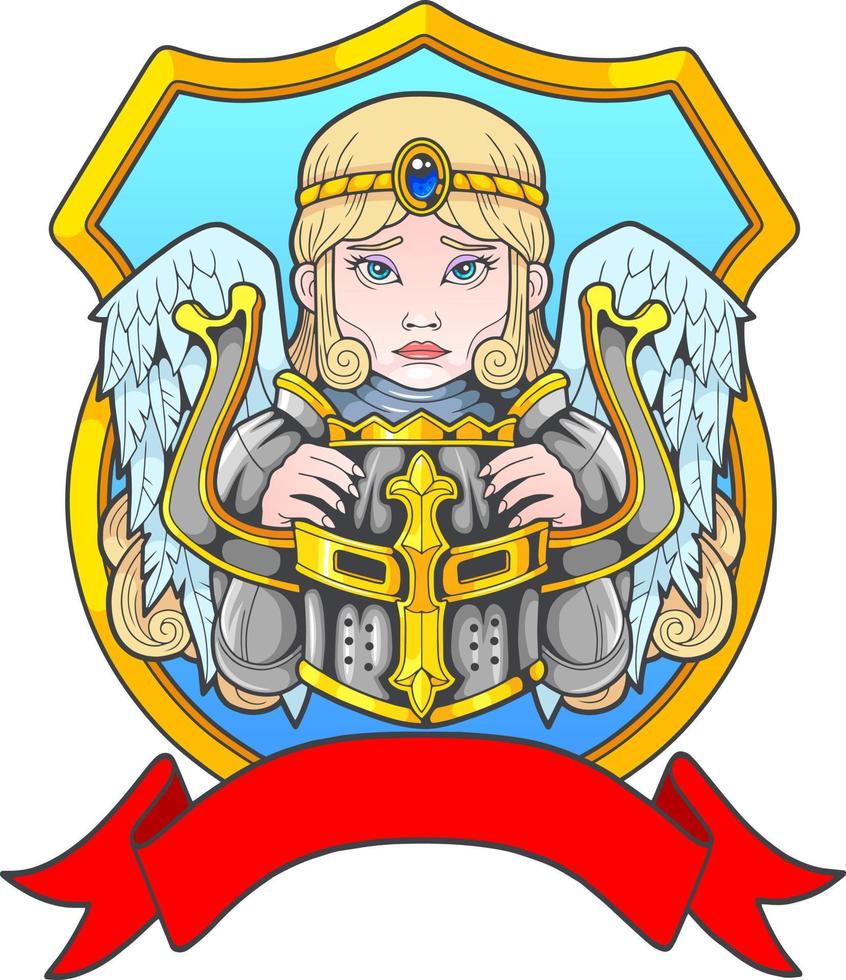 chica arcángel mitológica, ilustración de diseño vector