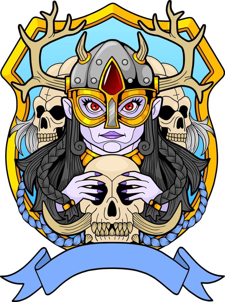 Scandinavian goddess of death Hel, design illustration vector