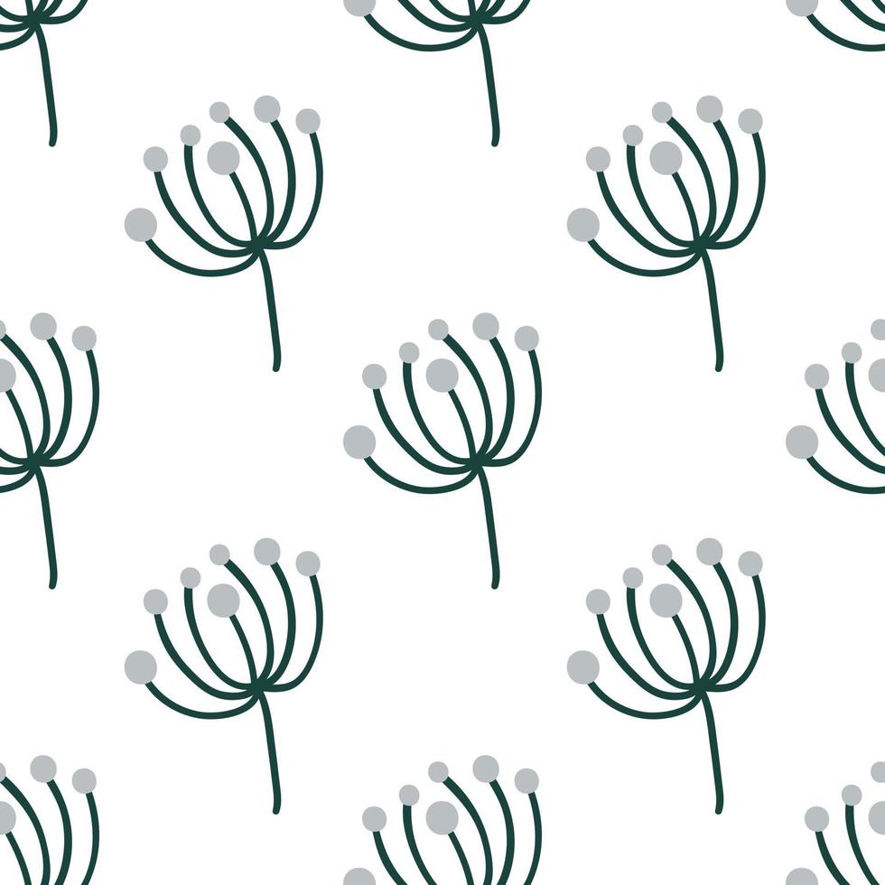 Abstract winter floral seamless pattern. Cute wild flowers vector