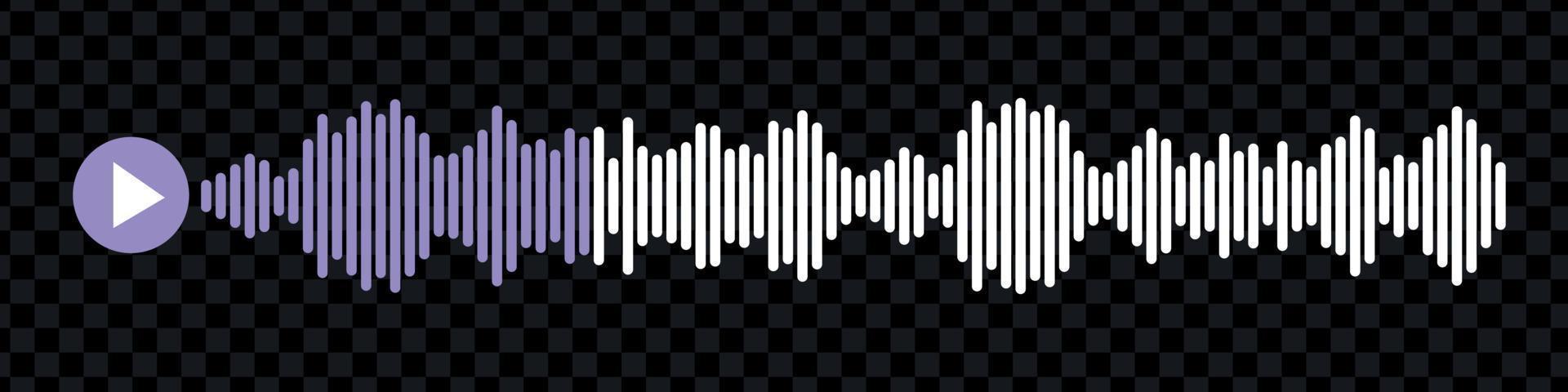 Sound wave or voice message icon. Music waveform, track radio play. Audio equalizer line. Vector illustration