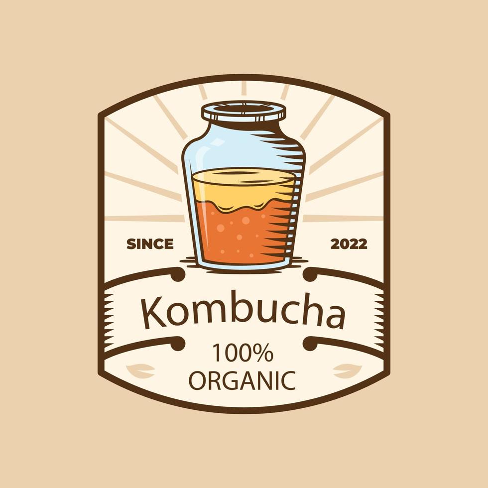 hand drawn kombucha logo design vector