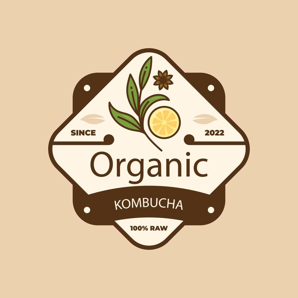 diseño de logotipo de kombucha dibujado a mano vector