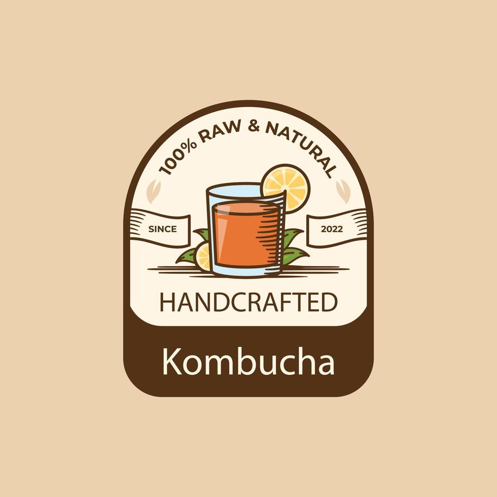 diseño de logotipo de kombucha dibujado a mano vector