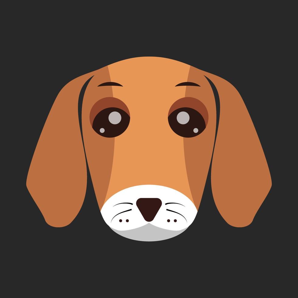 Ilustración de vector plano de cara de perro lindo, ilustración plana de perro lindo, mascota, cabeza de cachorro y cara con emoción.