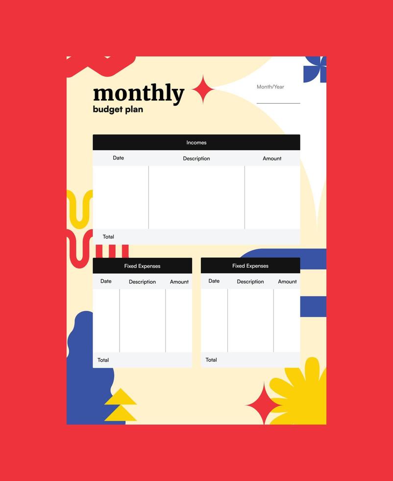 Abstract Geometry Budget Planner with Vector Mosaic Design