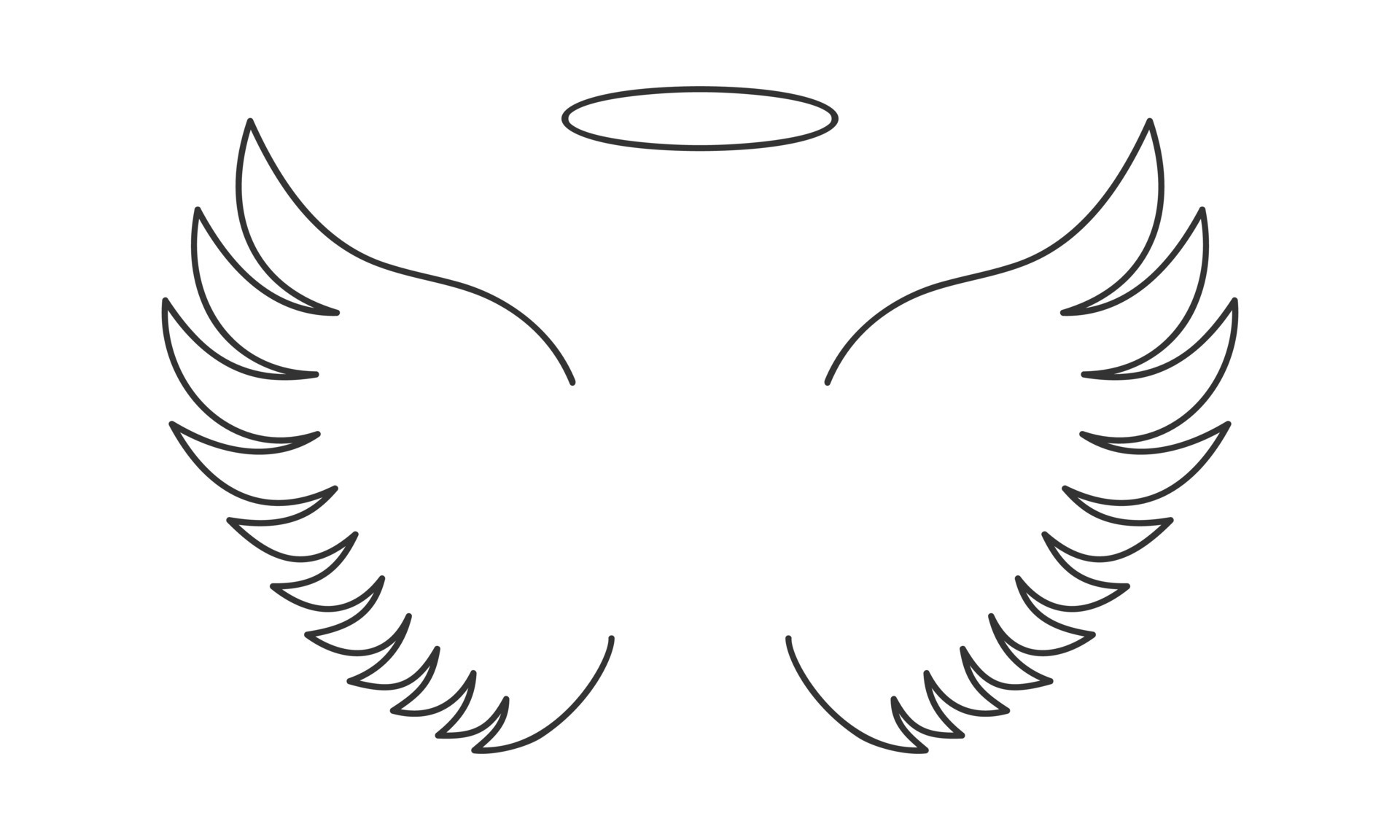 Outline flying angel wings and halo ring. Heavenly or saint concept simple design 18975841