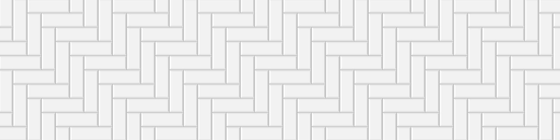 White herringbone metro tile seamless pattern. Kitchen backsplash or bathroom wall texture vector