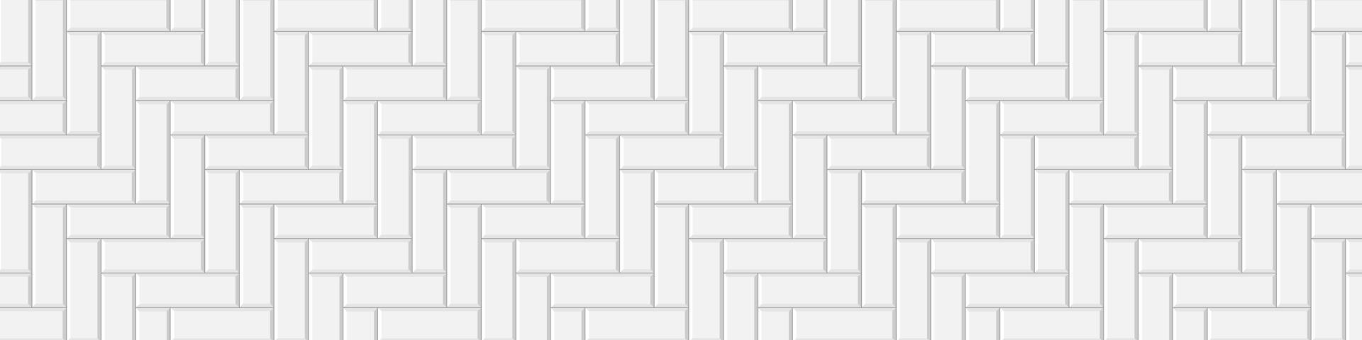 White herringbone metro tile seamless pattern. Kitchen backsplash or bathroom wall texture vector