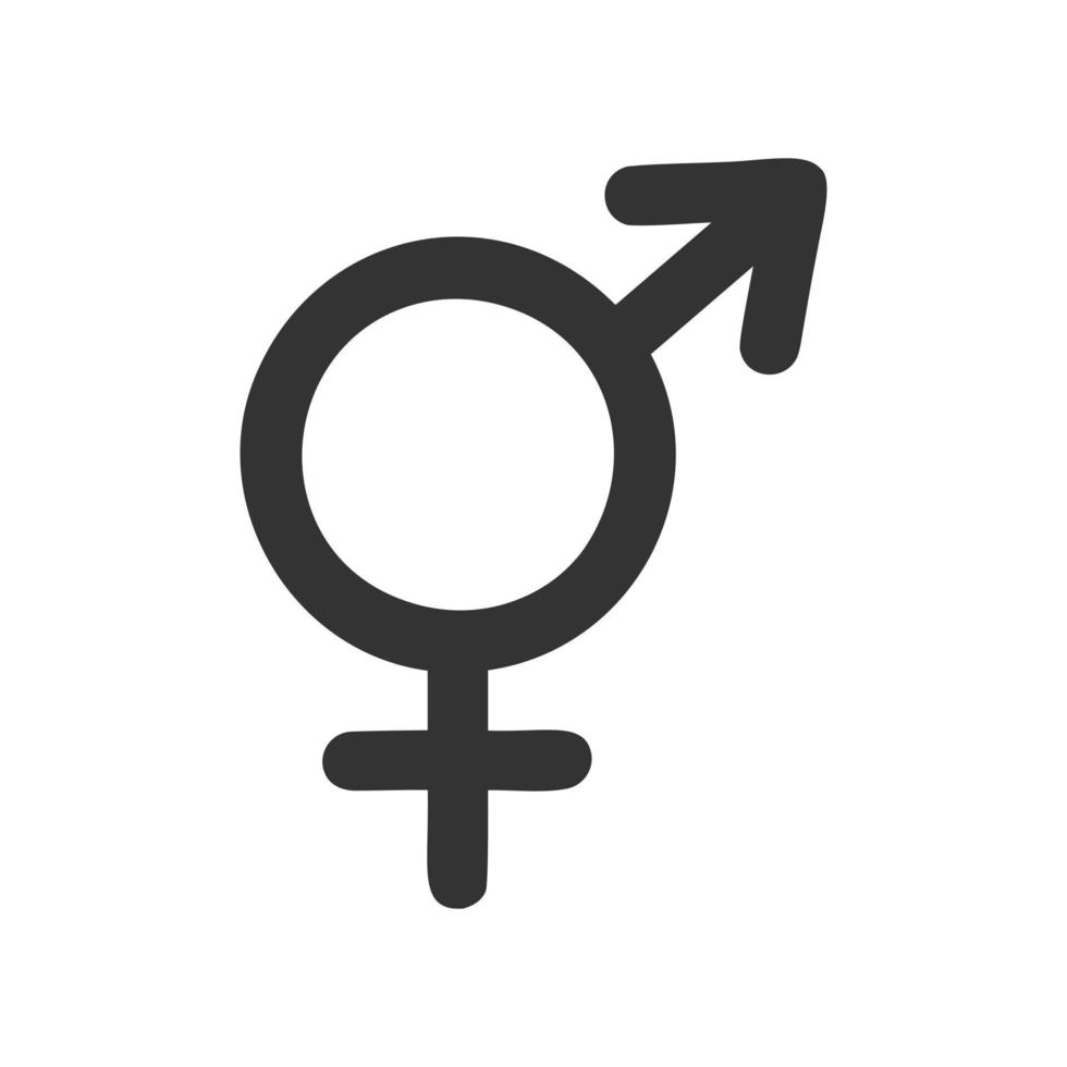 signo 2 en 1 masculino y femenino. bigénero, intersexual, andrógino, símbolo hermafrodita vector