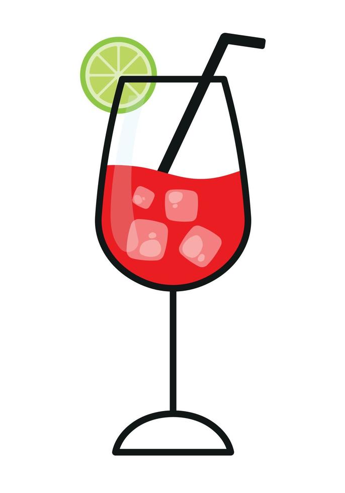 Cocktail Drink and Beverage Black Line Icon Clipart Vector Illustration for Summer and Party