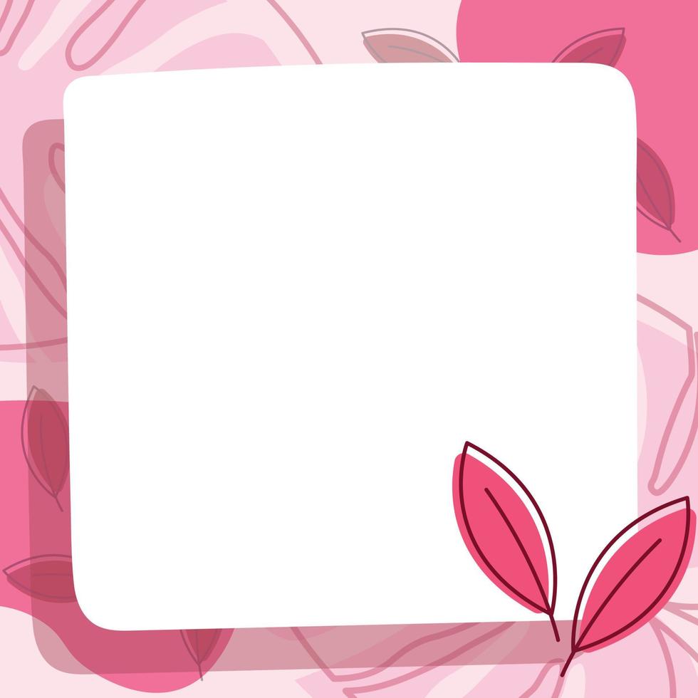 Abstract Text Box for Social Media Post with Pink Nature Leaves Vector Illustration