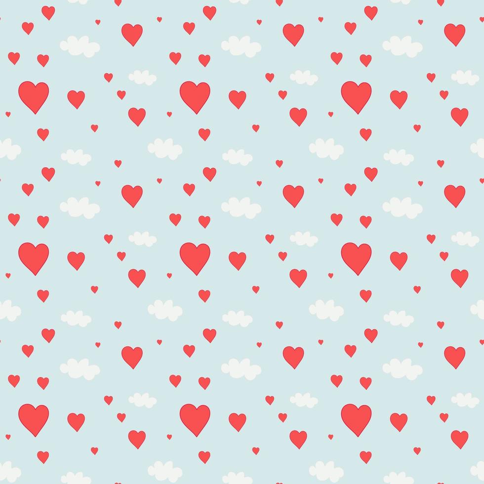 Seamless pattern with hearts and clouds. Vector illustration