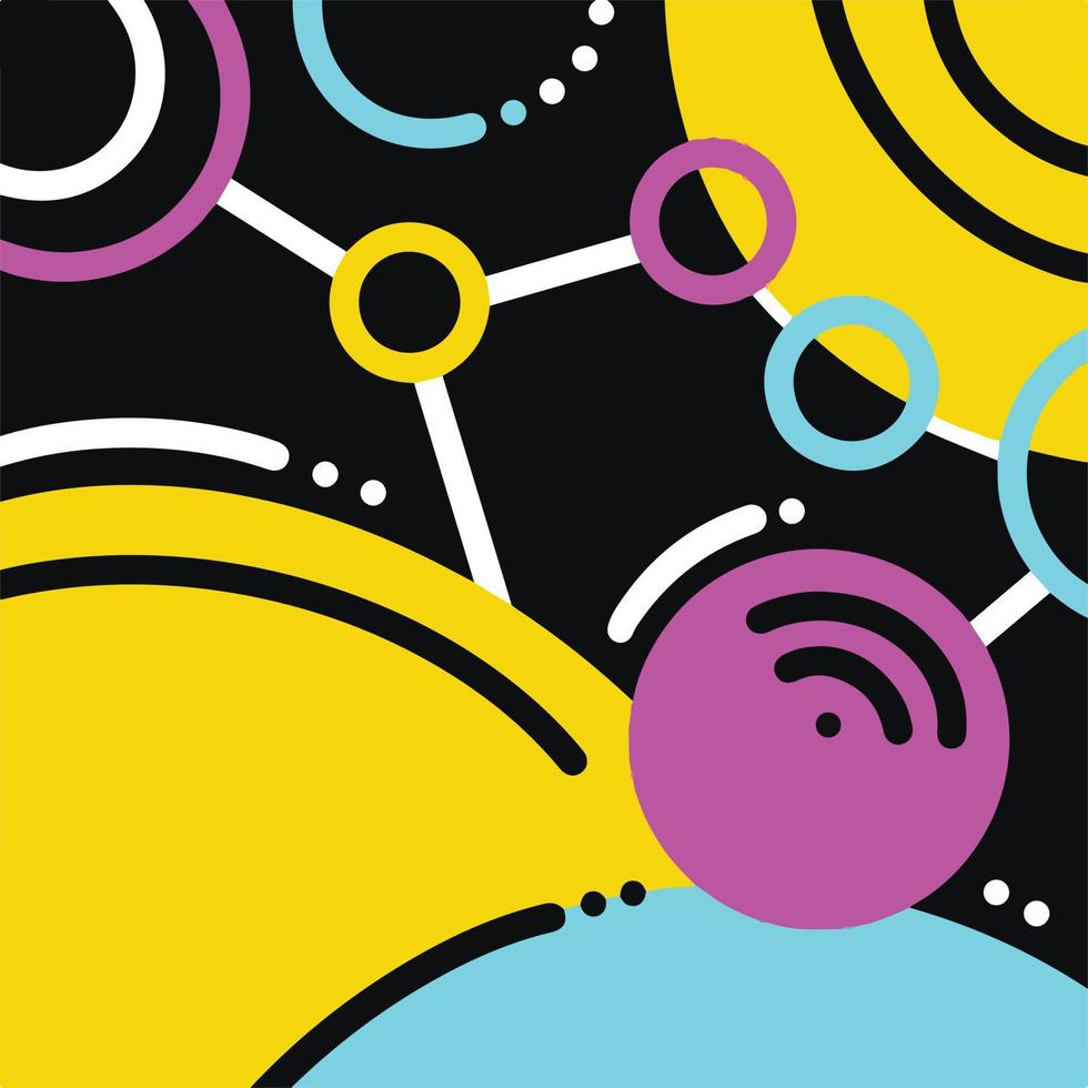 Bold, trendy, and simple geometric cyan, magenta, yellow, and black colored vector background isolated on square template. Wallpaper for social media post, poster, scarf and textile print, paper print