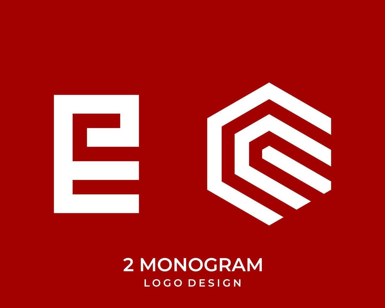 CE letter monogram geometric shape logo design. vector